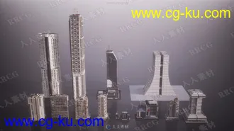 未来派科幻城市建筑景观3D模型合集的图片1
