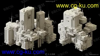 30组高质量博赛朋克科幻楼房建筑3D模型合集的图片1