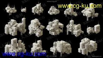 30组高质量博赛朋克科幻楼房建筑3D模型合集的图片3