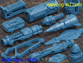500组高质量科幻高达机器人零件组件3D模型合集的图片3