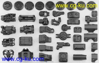 150组高质量科幻车辆零件组件3D模型合集的图片3