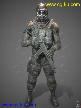 未来反乌托邦步兵战士3D模型与贴图的图片1