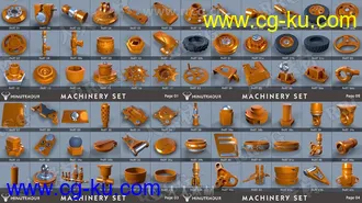 43组机械零件高模几何多边形3D模型合集的图片2