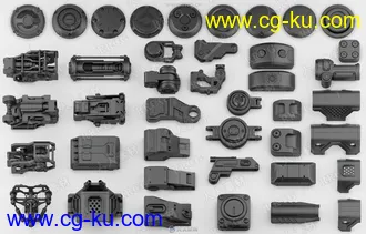 150组未来派科幻概念车辆硬表面零件高质量3D模型的图片2