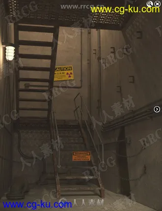 混凝土捡漏地下楼梯间场景3D模型合集的图片2