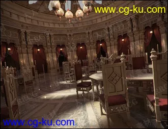 烛光餐厅中式复古装潢3D模型合集的图片3