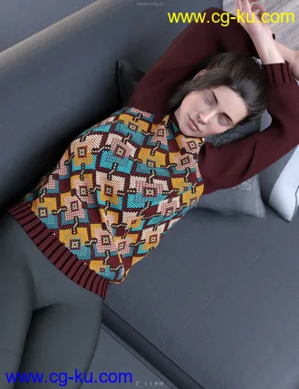 悠闲舒适女士家居服3D模型合集的图片1