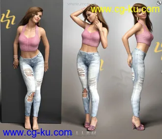 年轻性感女性日常站姿3D模型合集的图片3