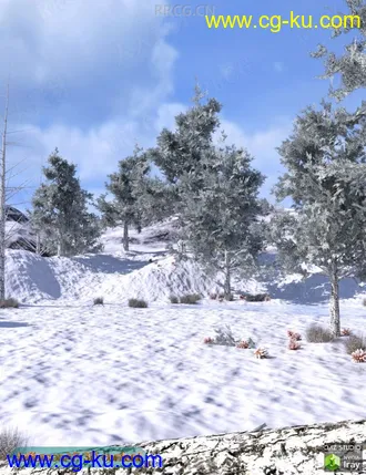 冬季寒冷室外场景雪景3D模型合集的图片1