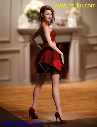 分体夏季雪纺女性套裙3D模型合集的图片1