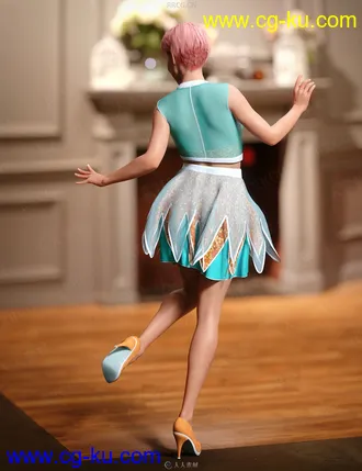 分体夏季雪纺女性套裙3D模型合集的图片3