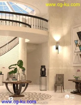 豪华双层别墅楼梯入口处3D模型合集的图片3