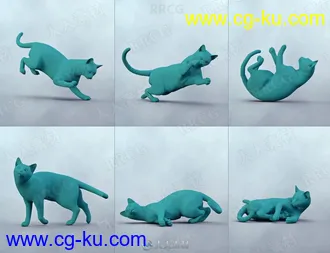 可爱家养猫咪宠物互动姿势3D模型合集的图片2