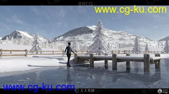 冬季结冰湖泊路面场景3D模型合集的图片2