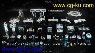 未来科幻乌托邦城市街道建筑交通网络概念设计3D模型合集的图片1