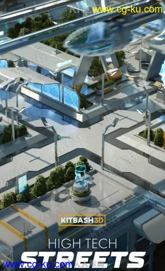 未来科幻乌托邦城市街道建筑交通网络概念设计3D模型合集的图片3