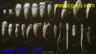 24组猛禽动物人类等指甲爪子雕刻细节3D模型的图片3