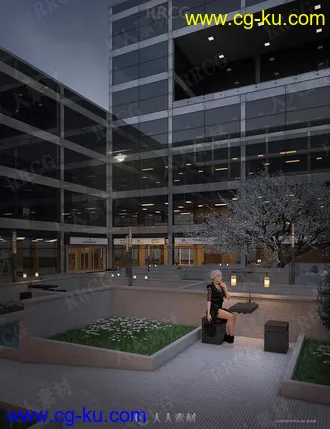 现代高端办公大楼环境建筑场景3D模型合集的图片1