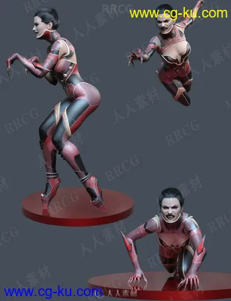 20组女性人物爬行跳跃姿势3D模型合集的图片1