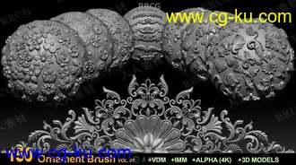 150组建筑装饰雕刻细节Zbrush笔刷与相关贴图模型合集的图片1