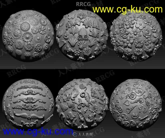 150组建筑装饰雕刻细节Zbrush笔刷与相关贴图模型合集的图片3