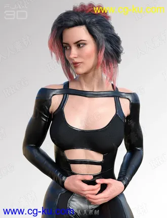 女性优雅性感紧身连体裤服饰3D模型合集的图片2