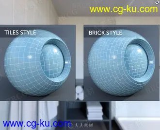 25种逼真光滑砖块瓷砖贴图着色器3D模型合集的图片1