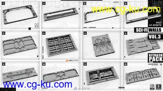 60组科幻机械墙壁硬表面3D模型合集的图片2