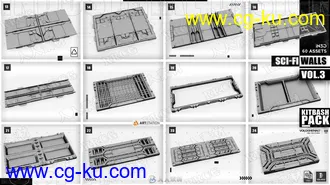 60组科幻机械墙壁硬表面3D模型合集的图片3