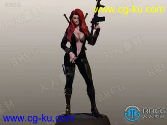 漫威黑寡妇女性角色雕像3D打印模型的图片3