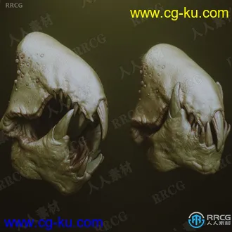 33个概念异形怪物嘴和头骨ZBrush subtool IMM Brush雕刻3D模型合集的图片1