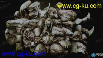 33个概念异形怪物嘴和头骨ZBrush subtool IMM Brush雕刻3D模型合集的图片2