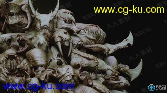 33个概念异形怪物嘴和头骨ZBrush subtool IMM Brush雕刻3D模型合集的图片3