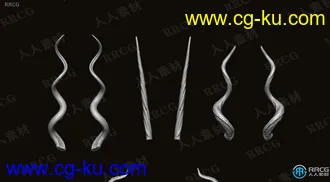 60组概念生物犄角鹿角Zbrush IMM VDM雕刻3D模型合集的图片3
