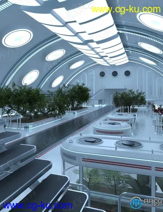 5种室内科幻植物园灯光渲染效果3D模型合集的图片1