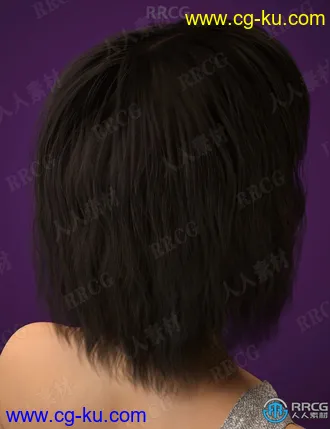 齐刘海凌乱波浪女性齐肩短发发型3D模型合集的图片3