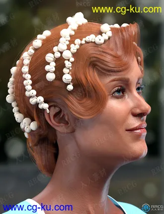 经典高贵波浪刘海造型盘发女性发型3D模型合集的图片2