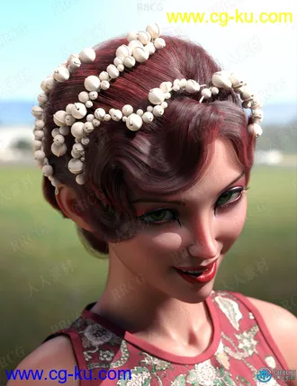 经典高贵波浪刘海造型盘发女性发型3D模型合集的图片3