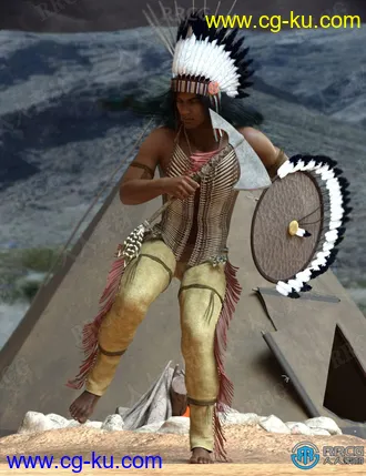 野性美洲原住民复古男性角色3D模型合集的图片2