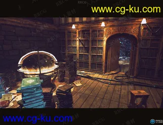 废弃老旧科幻研究设备图书馆场景环境3D模型合集的图片3