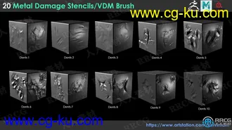 20组金属破坏凹痕撕裂Zbrush VDM笔刷合集的图片2