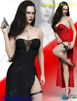 性感御姐诱惑风格女性抹胸开叉装扮角色3D模型合集的图片3