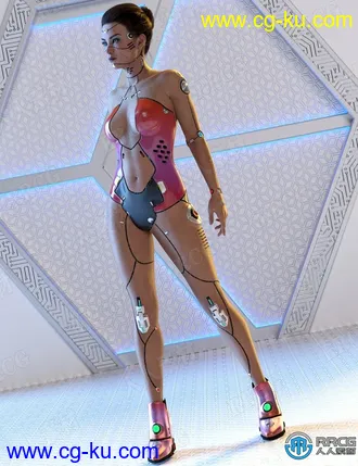 未来派机器人女性角色纹理3D模型合集的图片1