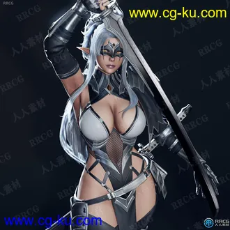 黑暗女精灵刺客游戏角色高质量3D模型完整版的图片3