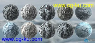 55组冬天雪地冰川无缝PBR纹理贴图合集的图片1