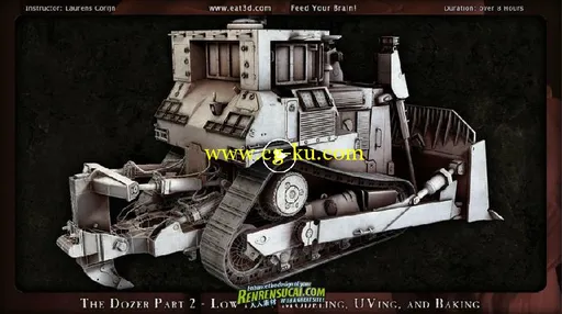 《3dsmax推土机建模教程第二辑》Eat 3D The Dozer Part 2 Low Poly Modeling UVing and Baking的图片1