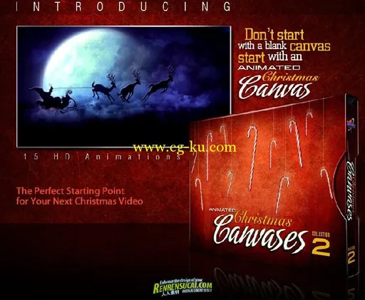 《DJ圣诞背景画布合辑2》Digital Juice Animated Christmas Christmas Canvases 2的图片1