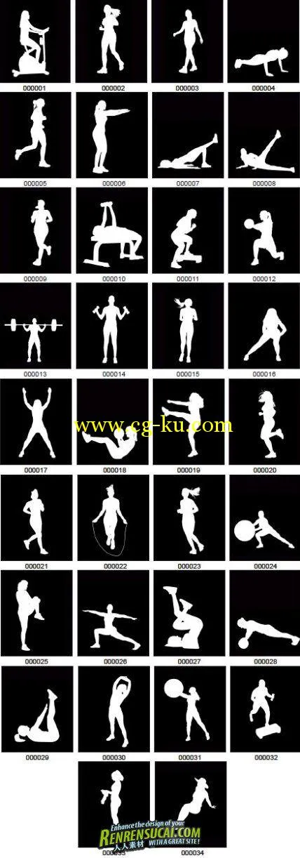 《DJ体育运动剪影视频素材-健身女士》Digital Juice Motion Designer's Silhouettes Fitness Women的图片2