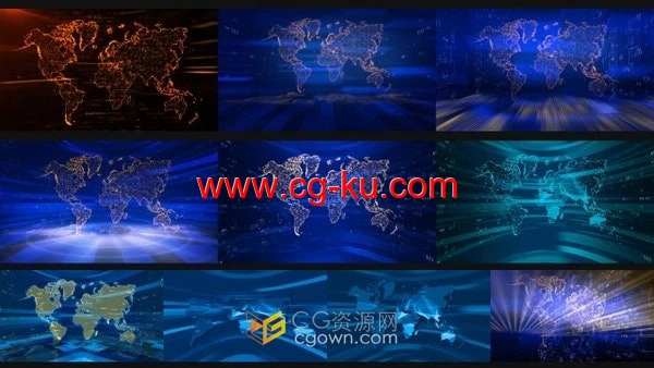 世界地图循环数字全息图新闻广播时事纪录片社会研究视频背景-AE模板的图片1