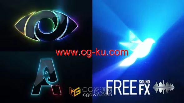 彩色射线光效果企业品牌毛刺电影标志动画-AE模板的图片1